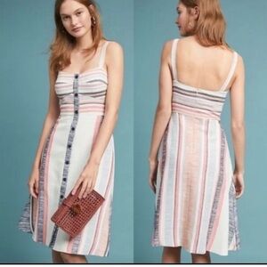 Anthropologie Striped Midi Dress - Pink, Blue, White